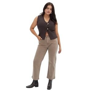 Oliver Logan Addington Wide Leg Jeans Brown Tan Casual Cropped Pants Size 30